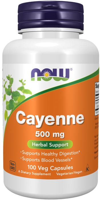 NOW Foods Cayenne, 500mg - 100 vcaps - Health and Wellbeing at MySupplementShop by NOW Foods