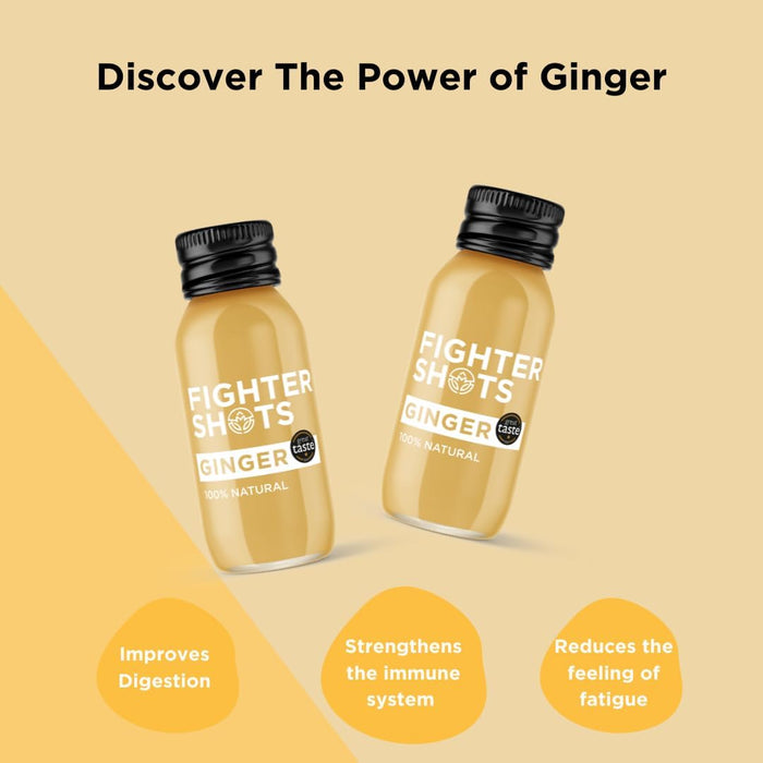 Fighter Shots Ginger (12x60ml) Award Winning Fresh & Fiery Ginger Shots - Wellness Shots at MySupplementShop by Fighter Shots