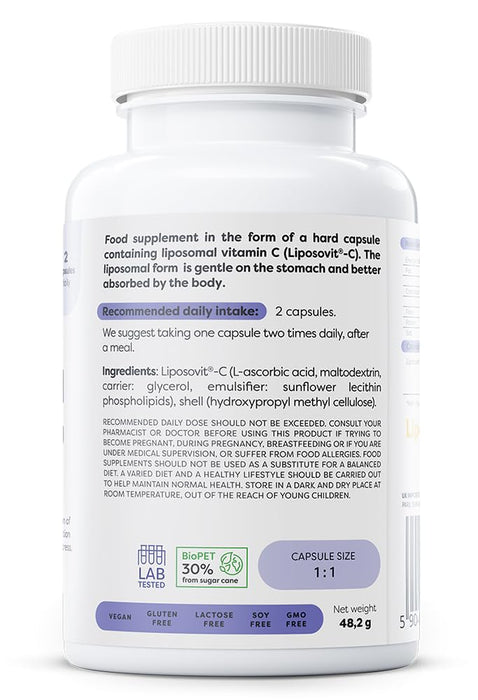 Liposomal Vitamin C, 1000mg - 60 vcaps - Health and Wellbeing at MySupplementShop by Osavi