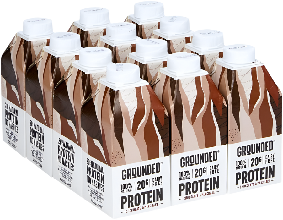 GROUNDED Plant-Based Protein Shake – 20g Vegan Protein, Dairy-Free, No Nasties (100% Recyclable Packaging)