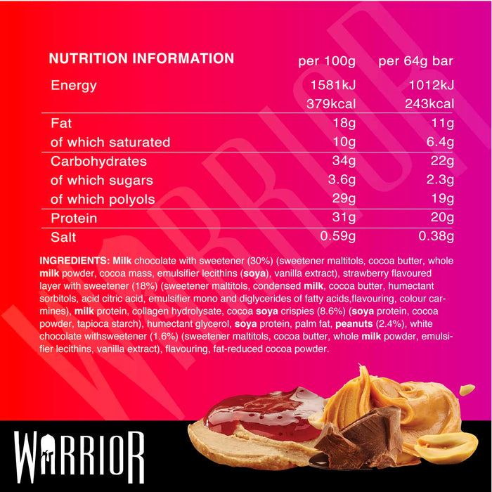 Warrior Crunch Bars 12x64g Peanut Butter Jelly
