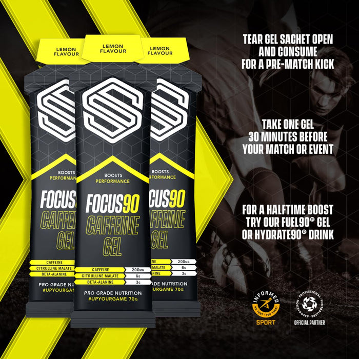 Soccer Supplement Focus90 Caffeine Gel 12x70g Cherry