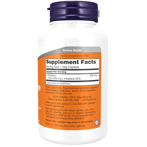 NOW Foods L-Histidine, 600mg - 60 vcaps - Combination Multivitamins & Minerals at MySupplementShop by NOW Foods