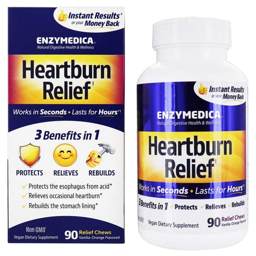 Enzymedica Heartburn Relief, Vanilla-Orange - 108 chewables Best Value Nutritional Supplement at MYSUPPLEMENTSHOP.co.uk