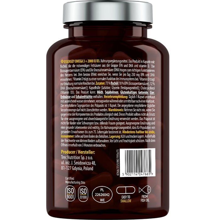 Essensey Omega 3 + 2000IU D3 - 90 caps - Omega-3 at MySupplementShop by ESSENSEY