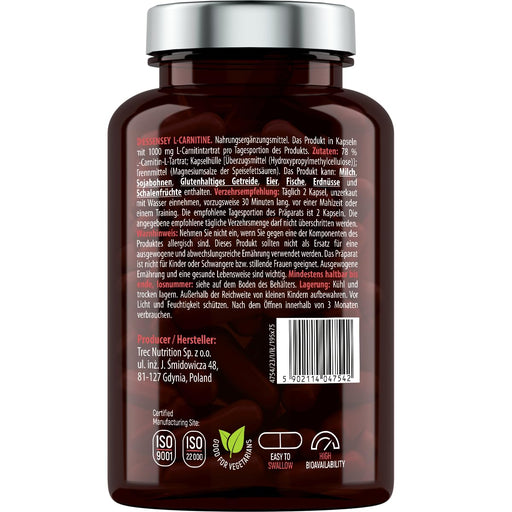 L-Carnitine, 1000mg - 90 caps - Health and Wellbeing at MySupplementShop by Essensey