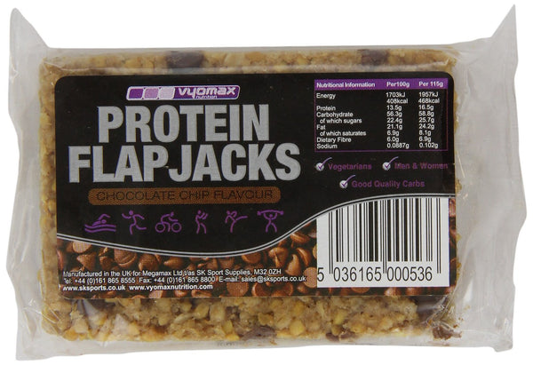 Vyomax Nutrition VyomaxÂ® Nutrition Protein Flapjacks Box of 12 (Choc Chip) - Sports Nutrition at MySupplementShop by Vyomax Nutrition