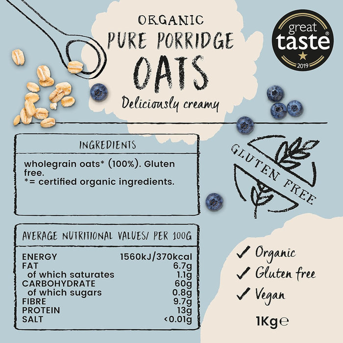 Amisa Organic GF Pure Porridge Oats 1kg
