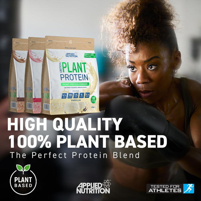 Applied Nutrition Critical Plant Protein Chocolate 450g: Plant-Powered Fitness | Premium Protein Supplement Powder at MYSUPPLEMENTSHOP