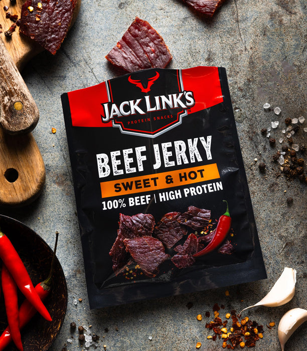 Jack Links Beef Jerky 12x25g Sweet and Hot - Sports Nutrition at MySupplementShop by Jack Link's