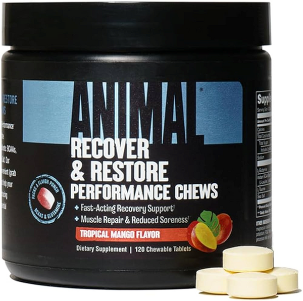 Animal Recover & Restore Performance Chews Tropical Mango Flavor 120Tabs for Muscle Recovery - Pre Workout at MySupplementShop by Animal