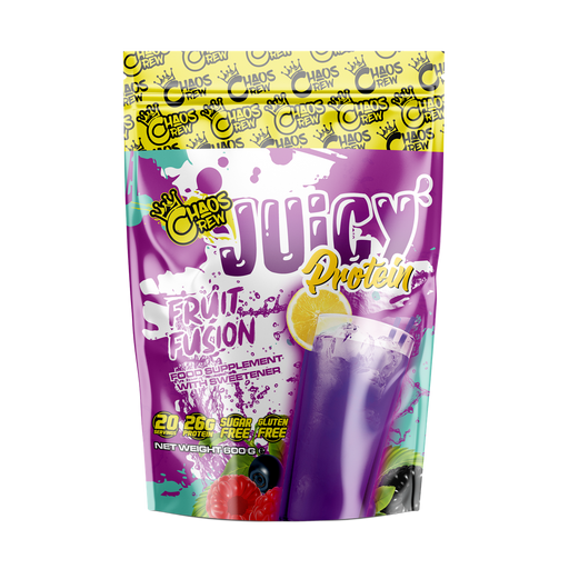 Chaos Crew Juicy Protein 600g Fruit Fusion Best Value Sports Supplements at MYSUPPLEMENTSHOP.co.uk