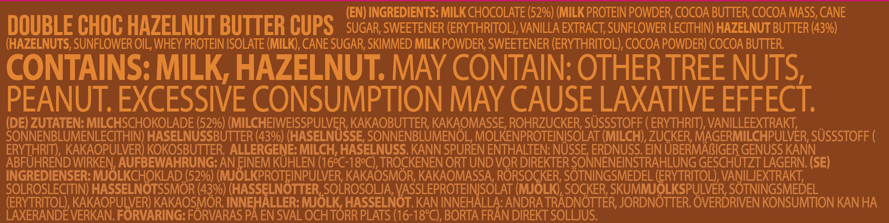 Nutry Nuts Peanut Butter Cups 12x42g Double Chocolate Hazelnut