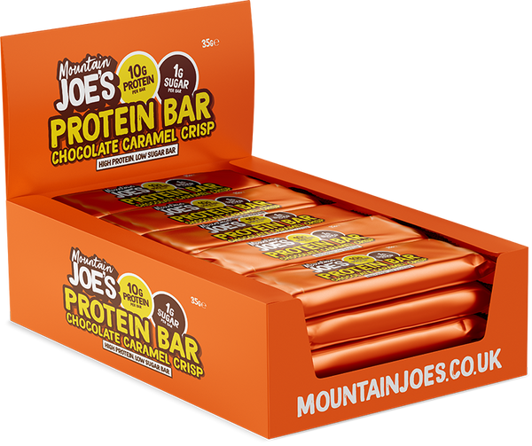 Mountain Joe's Protein Bar 12x35g Chocolate Caramel Crisp | Premium Sports Nutrition at MYSUPPLEMENTSHOP.co.uk