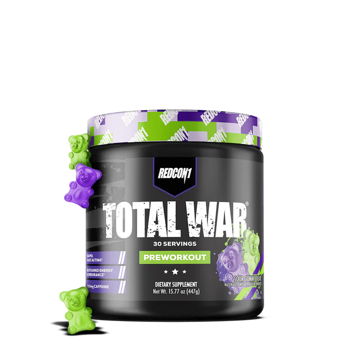 RedCon1 Total War 30 Servings - 447g / Sour Gummy Bear - Pre-Workout Powder