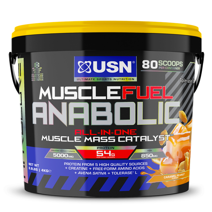 USN Muscle Fuel Anabolic 4kg All-in-one Protein Powder Shake: Workout-Boosting, for Gain - New Improved Formula