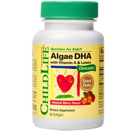 ChildLife Essentials Algae DHA with Vitamin A &amp; Lutein 60 Chewable Softgels Berry Flavour