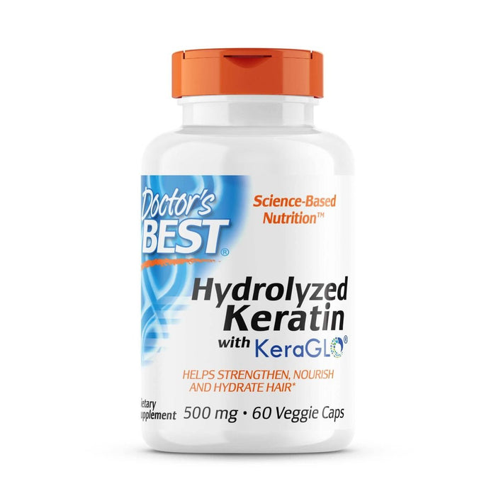 Doctor's Best Hydrolyzed Keratin 500mg 60 Veggie Capsules - Health and Wellbeing at MySupplementShop by Doctor's Best