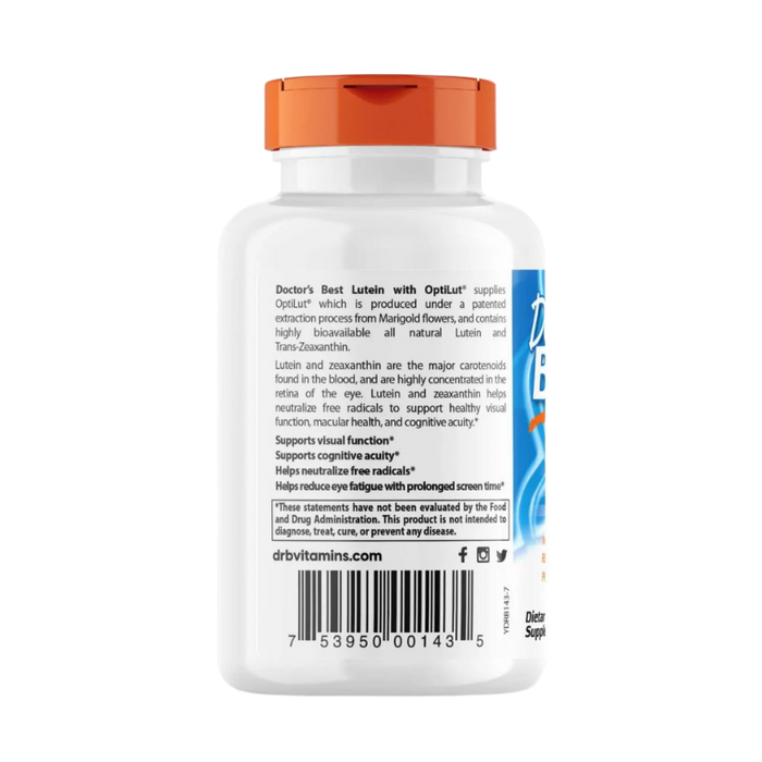 Doctor's Best Lutein von OptiLut, 10 mg – 120 Kapseln