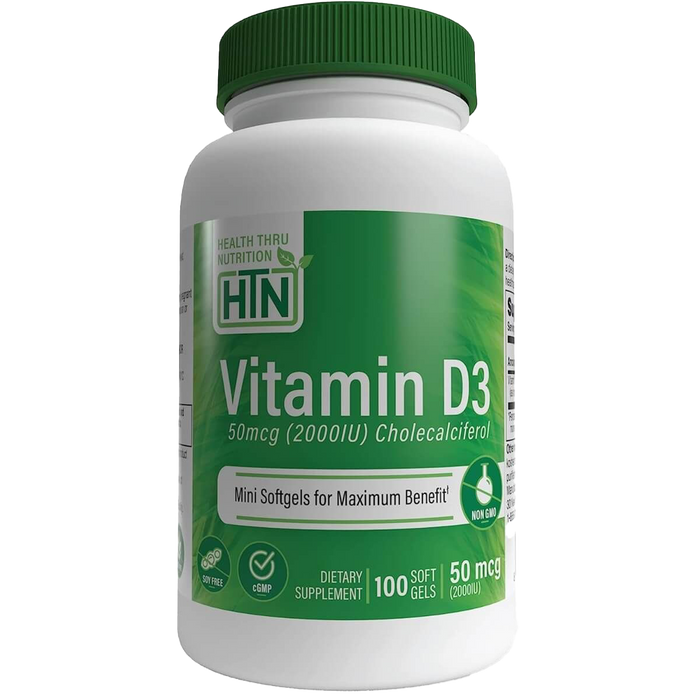 Health Thru Nutrition Vitamin D3 2,000iu (50mcg) 100 Softgels