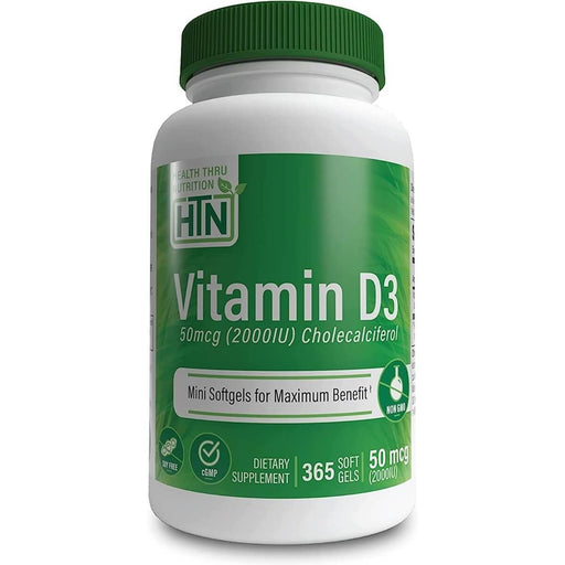 Health Thru Nutrition Vitamin D3 2,000iu (50mcg) 365 Softgels | Premium Supplements at MYSUPPLEMENTSHOP