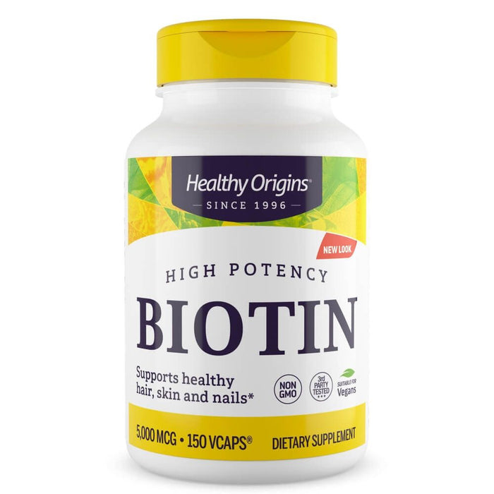 Healthy Origins Biotin 5,000mcg 150 Veggie Capsules - Energy & Vitality at MySupplementShop by Healthy Origins