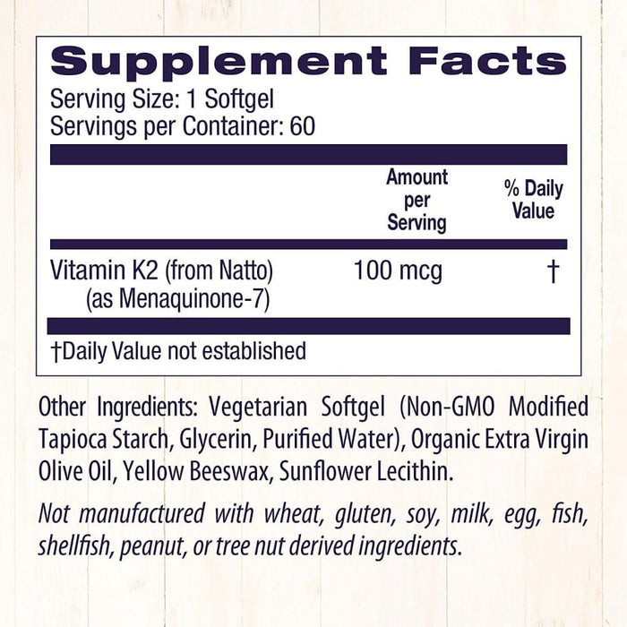 Healthy Origins Vitamin K2 as MK-7 100mcg 60 Veggie Softgels | Premium Supplements at MYSUPPLEMENTSHOP