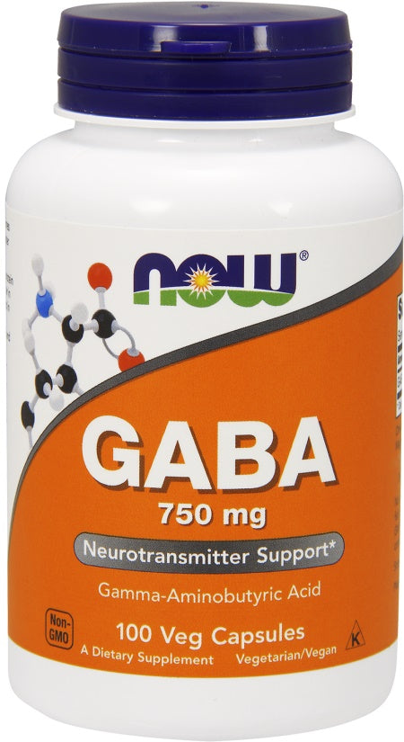 NOW Foods GABA 100 vcaps - 750mg - Sports Nutrition at MySupplementShop by NOW Foods