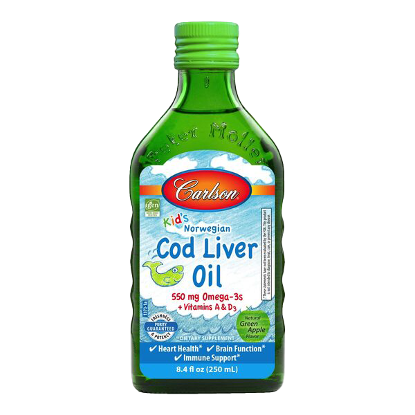 Carlson Labs Kid's Cod Liver Oil, 550mg Natural Green Apple - 250 ml.