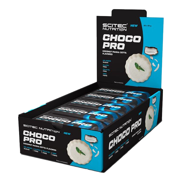 SciTec Choco Pro Riegel, Kokos-Pannacotta – 20 x 50 g