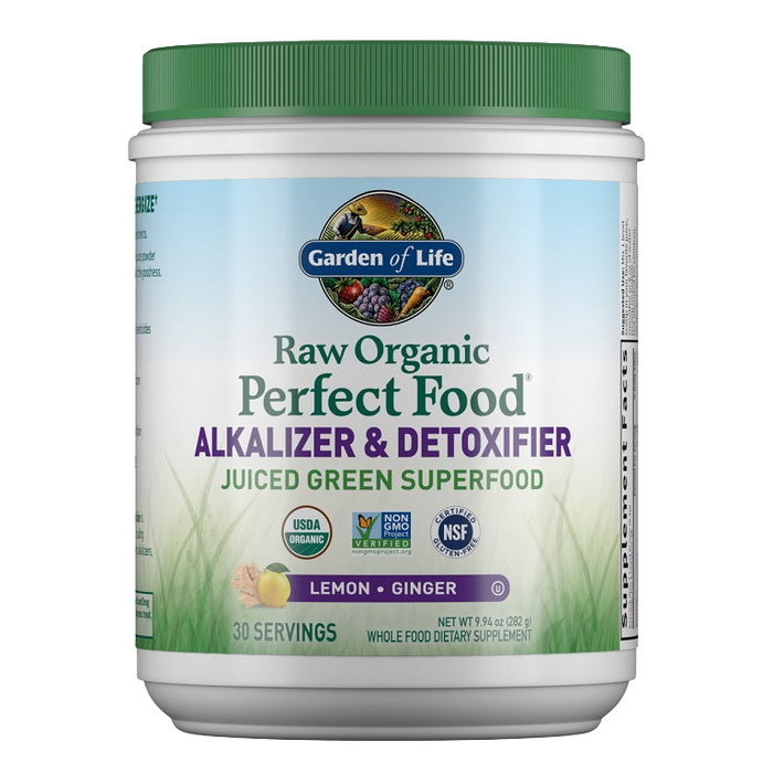 Garden of Life Raw Organic Perfect Food Alkalisierer und Entgifter, Zitronen-Ingwer – 282 g