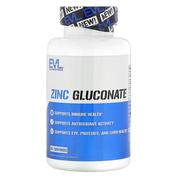 EVLution Nutrition Zinc Gluconate - 60 tablets