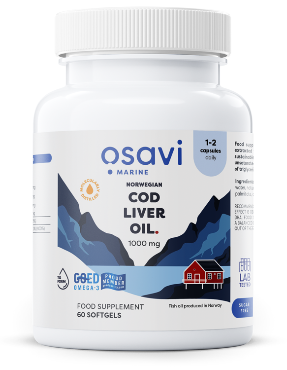 Osavi Norwegian Cod Liver Oil Softgels, 1000mg (Lemon) - 60 softgels Best Value Sports Supplements at MYSUPPLEMENTSHOP.co.uk