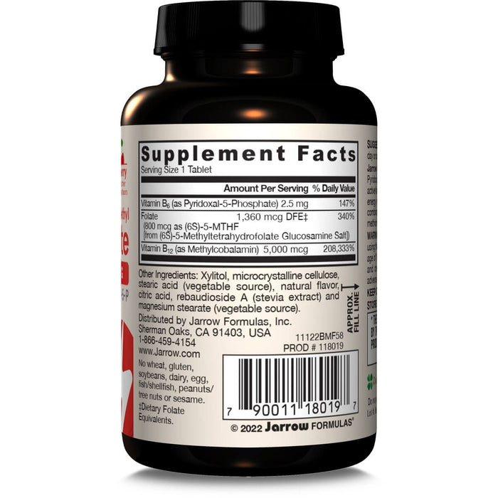 Jarrow Formulas Vitamin Methyl B12 &amp; Methyl Folate 60 Cherry Chewable Tablets | Premium Supplements at MYSUPPLEMENTSHOP