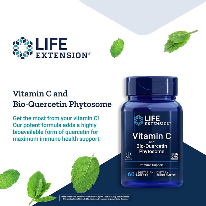 Life Extension Vitamin C and Bio-Quercetin Phytosome 250 Vegetarian Tablets | Premium Supplements at MYSUPPLEMENTSHOP