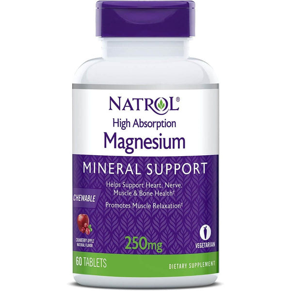 Natrol High Absorption Magnesium 250mg 60 Chewable Tablets | Premium Supplements at MYSUPPLEMENTSHOP