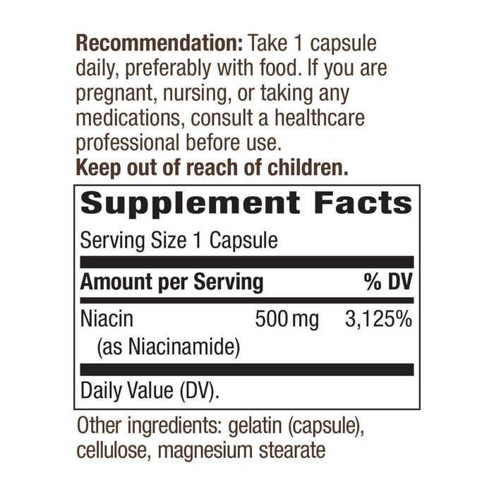 Nature's Way Niacinamide (Non-Flushing) 500mg 100 Capsules | Premium Supplements at MYSUPPLEMENTSHOP