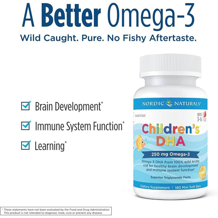 Nordic Naturals Children's DHA 250mg Omega-3 180 Mini Softgels (Strawberry) | Premium Supplements at MYSUPPLEMENTSHOP