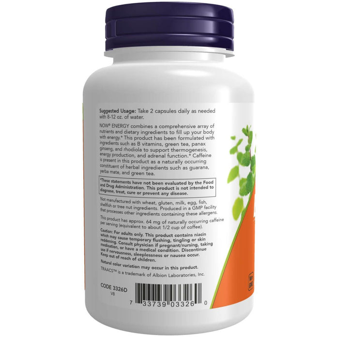 NOW Foods Energy Dietary Supplement 90 Veg Capsules | Premium Supplements at MYSUPPLEMENTSHOP