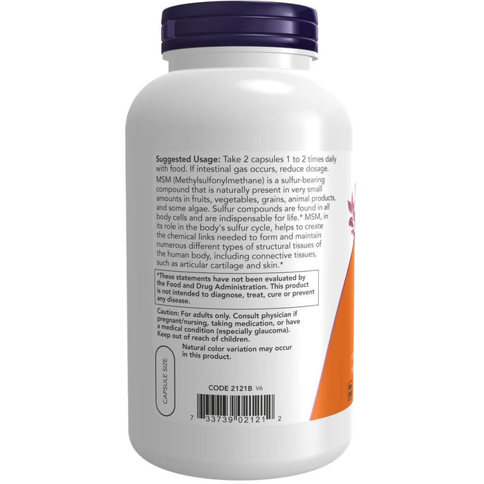 NOW Foods MSM (Methylsulfonylmethane) 1,000 mg 240 Veg Capsules | Premium Supplements at MYSUPPLEMENTSHOP