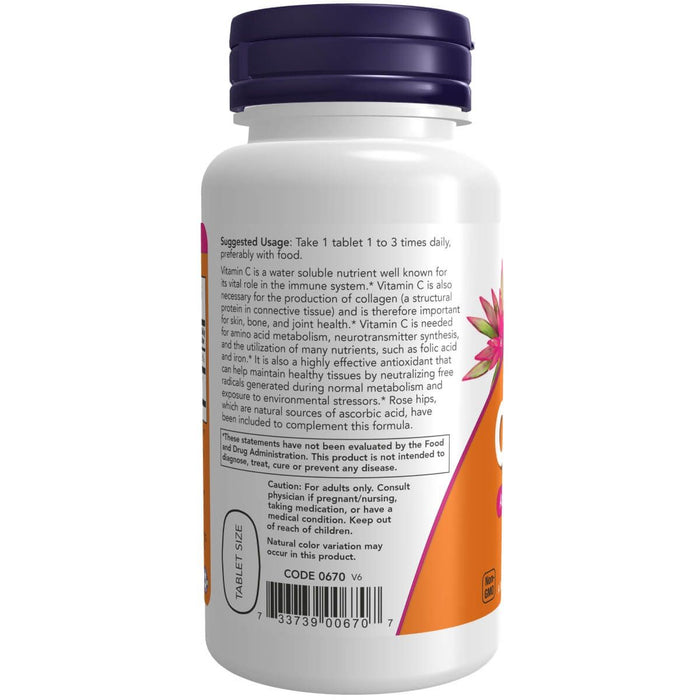 NOW Foods Vitamin C-500 with Rose Hips 100 Tablets | Premium Supplements at MYSUPPLEMENTSHOP