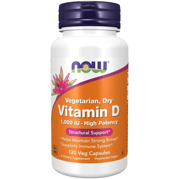 NOW Foods Vitamin D 1,000 IU 120 Dry Veg Capsules | Premium Supplements at MYSUPPLEMENTSHOP