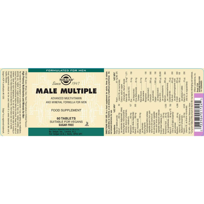 Solgar Male Multiple Tablets Pack of 60 | Premium Supplements at MYSUPPLEMENTSHOP