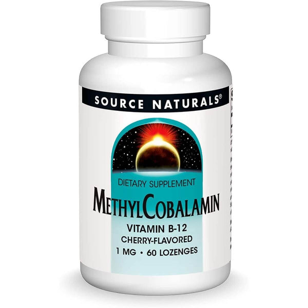 Source Naturals MethylCobalamin Vitamin B-12 1mg 60 Cherry Flavoured Lozenges - Brain & Memory at MySupplementShop by Source Naturals