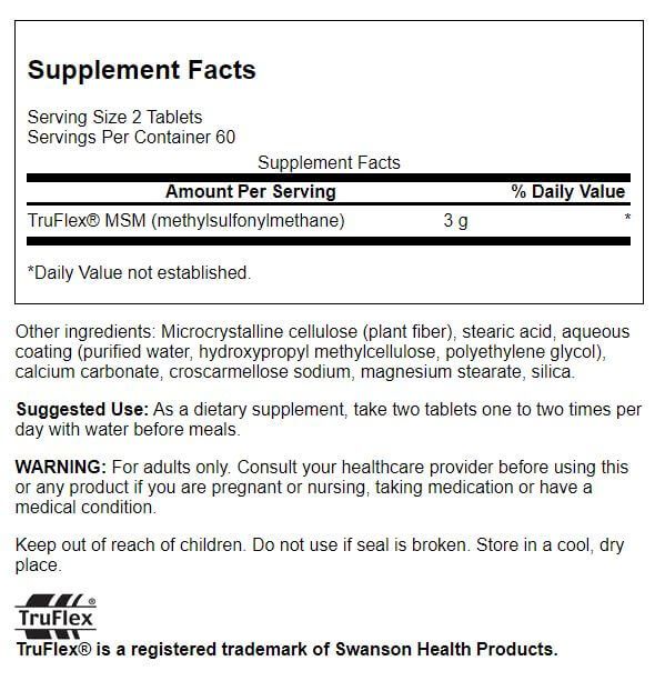 Swanson MSM 1.5 g 120 Tablets - Joint Support at MySupplementShop by Swanson