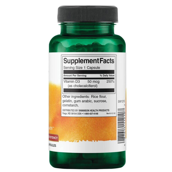 Swanson Vitamin D3 Higher Potency 2,000 IU (50 mcg) 250 Capsules at MySupplementShop.co.uk