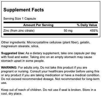 Swanson Zinc Citrate 50 mg 60 Capsules at MySupplementShop.co.uk