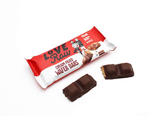 LoveRaw Creamy Hazelnut Wafer Vegan Chocolate Bar Full Case 12 Packs (2 Cream Filled Bars per Pack) Palm Oil Free Nothing Artificial Natural Ingedients | High-Quality Health Foods | MySupplementShop.co.uk