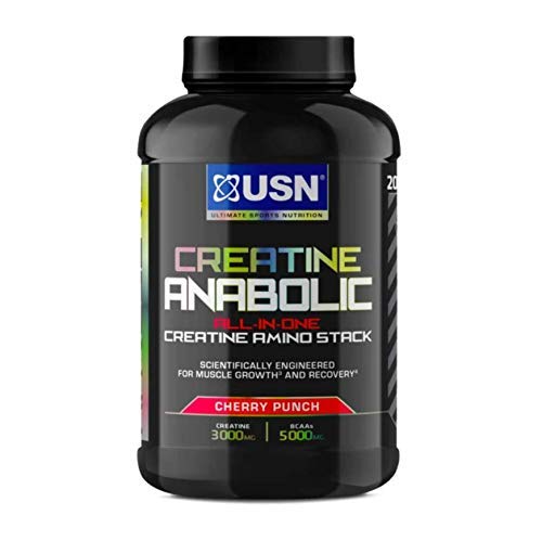 USN Creatine Anabolic all in One Creatine Amino Muscle Building Stack Cherry 900g - Creatine Powder at MySupplementShop by USN