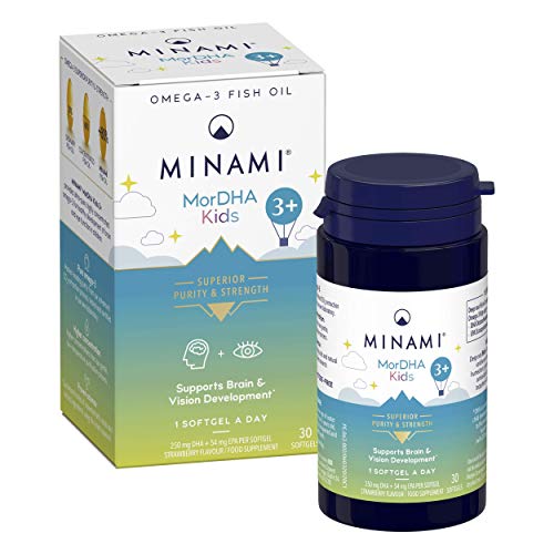 Minami Nutrition MorDHA Kids 3 Plus - Omega 3 Fish Oil - High DHA Formula - 54mg EPA & 250mg DHA per Serving - Supports Children's Brain and Vision Development - 60 Softgels | High-Quality Vitamins & Supplements | MySupplementShop.co.uk